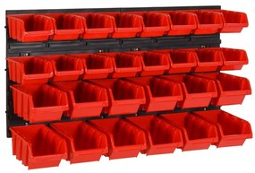 Рафтове за гараж 30 части червено и черно 77x39 см полипропилен