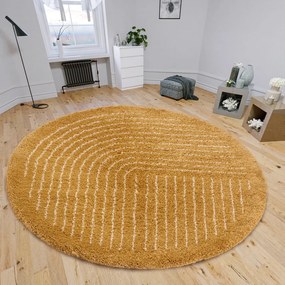 Кръгъл килим в цвят охра и жълто ø 120 cm Dion - Hanse Home