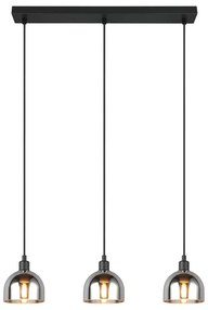 Черно-сребристо висящо осветително тяло със стъклен абажур Molly – Trio