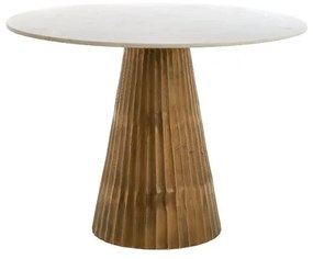 Кръгла маса за хранене в бяло и бронз с мраморен плот ø 100 cm Leyda - Light &amp; Living
