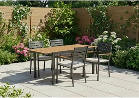 Антрацитни градински столове в комплект от 4 бр. метални Henna – Bizzotto