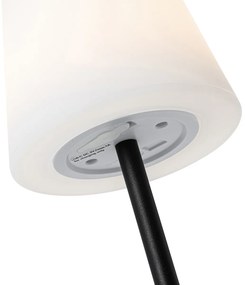 Настолна лампа черна акумулаторна с LED и димер IP54 - Jude