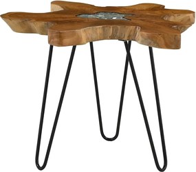 281651 vidaXL Маса за кафе, 70x45 см, тиково дърво масив и полирезин