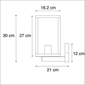 Умна външна лампа черна със стъкло с Wifi ST64 - Ротердам