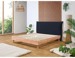 Тъмносиньо/естествено двойно легло с решетка 160x200 cm Charlie - Bobochic Paris