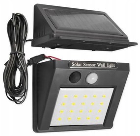LED соларен стенен осветител със сензор и външен панел LED/0,55W/3,7V IP65