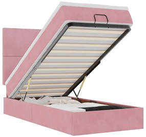 3314233 vidaXL Османска легло с матраци и LED, розово, 100x200 см, кадифе