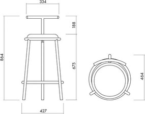 Бордо метален бар стол (височина на седалката 68 cm) Hogo – noo.ma