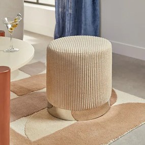 Пуф atmosphera Sylia, Рипсено кадифе, Ø38 cm - Слонова кост