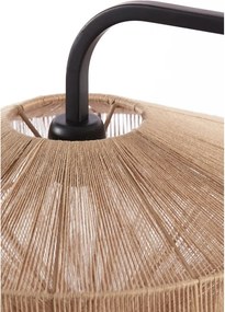 Подова лампа с текстилен абажур в матово-черен и естествен цвят (височина 164 cm) Lyra – Light &amp; Living