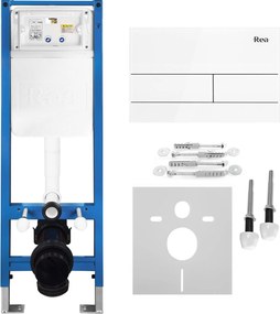 Комплект Структура за Вграждане за WC Slim 024N с Бутон T White Glass