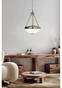 Бяло и златисто висящо осветително тяло със стъклен абажур ø 31 cm SAVOY – EGLO