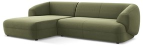 Зелен кадифен ъглов диван (ляв ъгъл) Moana – Makamii