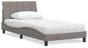 3310514 vidaXL Легло с матрак, таупе, 100x200 см, плат