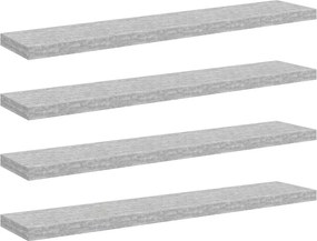 326608 vidaXL Окачени стенни рафтове, 4 бр, бетонно сив, 120x23,5x3,8 см, МДФ
