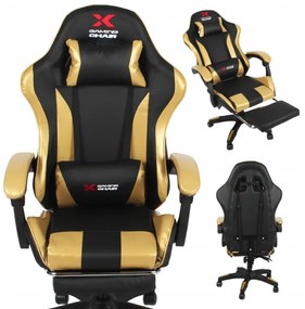Геймърски стол Xgaming с поставка за крака - черен и златен