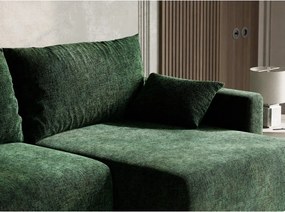 Тъмнозелен шенилов сгъваем/с място за съхранение ъглов диван (десен ъгъл) Leon – Maison de Rêve
