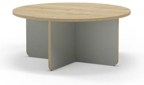 Светлозелена/естествена кръгла масичка за кафе с дъбов плот ø 80 cm Hillary – Marckeric