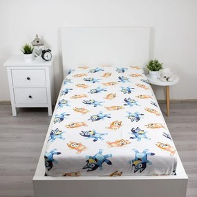 Бял еластичен единичен памучен детски чаршаф 90x200 cm Bluey – Jerry Fabrics