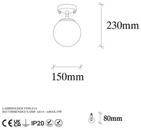 Осветително тяло за таван бронзово със стъклен абажур ø 15 cm Atmaca – Opviq lights