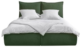 Тъмнозелено двойно тапицирано легло с място за съхранение с включена подматрачна рамка 160x200 cm Garance – Bobochic Paris