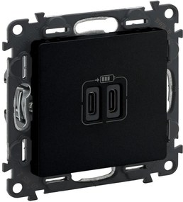 Legrand Розетка 2хUSB за зареждане тип C+C 3A 15W цвят Черен Valena Life - 756307
