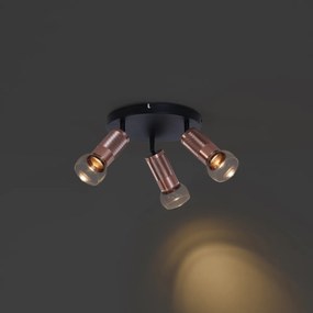 Кръгъл плафон тъмен бронз кръгъл 3-светлина регулируем - Veerle