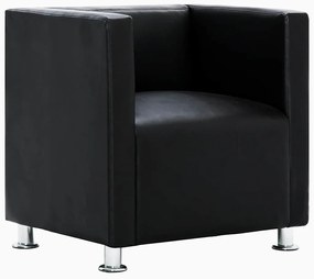 240068 vidaXL Фотьойл с кубична форма, черен, изкуствена кожа