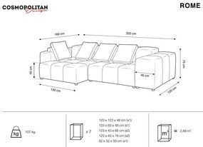 Ъглов диван от сиво кадифе (променлива) Rome Velvet - Cosmopolitan Design