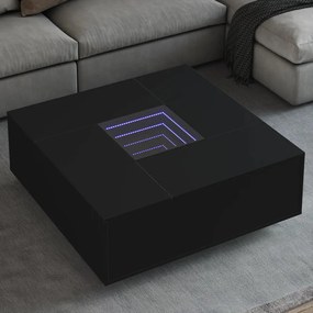 3284043 vidaXL Маса за кафе с Infinity LED, черна, 100x100x40 см