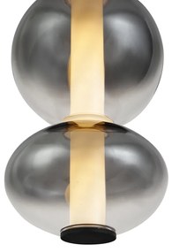 Арт Деко висяща лампа черна с опушено и прозрачно стъкло 5-лампи вкл. LED - Lizzy