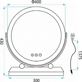 Огледало LED MAKE-UP Black 40 cm