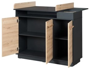 Нисък детски скрин от дъб с масичка за повиване в антрацитно-естествен цвят 118x103 cm Lenn - Roba