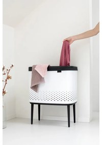 Кош за пране Brabantia Bo 1004174, 60 л, Пълнене без отваряне, Вентилационни отвори, Регулируеми крачета, Бял