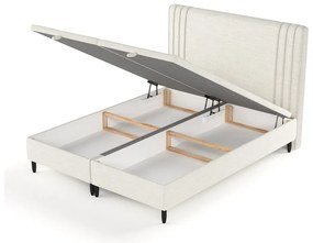 Бежово тапицирано двойно легло с място за съхранение 140x200 cm Musca – Maison de Rêve