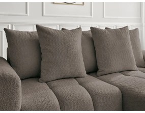 Кафяв сгъваем/с място за съхранение ъглов диван от прежда с примки от букле (десен ъгъл) Roxelane – Bobochic Paris