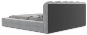 Сиво двойно тапицирано легло с място за съхранение и включена подматрачна рамка 140x200 cm Mano – Makamii
