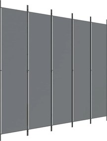 Параван за стая Alaya, 5 панела, антрацит, 250x220 cм, текстил
