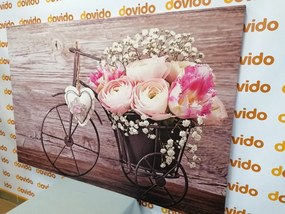 Картина на платно – Прекрасни цветя във винтидж ваза