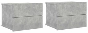 801062 vidaXL Нощни шкафчета, 2 бр, бетонно сив, 40x30x30 см, инженерно дърво