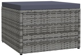 310488 vidaXL Градинска табуретка с възглавница, сива, полиратан