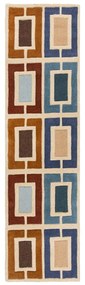 Ръчно изработена вълнена пътека в син и оранжев цвят 60x230 cm Retro Blocks – Flair Rugs