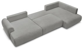 Тъмносив разтегателен ъглов диван от рипсено кадифе (ляв ъгъл/"U" форма) Lucien – Bobochic Paris