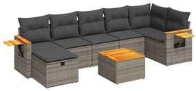 3325994 vidaXL Градински комплект диван с възглавници 8 части сив полиратан