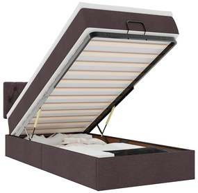 3312370 vidaXL Османска легло с матрак и LED, тъмнокафяво, 100x200 см, плат