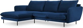 Ъглов диван от синьо кадифе (ляв ъгъл) Vienna - Cosmopolitan Design