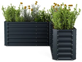 Blumfeldt High Grow повдигната леха, форма на L, устойчива на атмосферните условия, устойчива на корозия| здрава, 742 литра