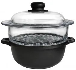 Antik Ars - Алуминиева тенджера със система за готвене на пара 24х17см PYREX 61.24+VAP240/P