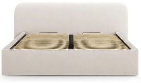 Двойно тапицирано легло с място за съхранение с включена подматрачна рамка в цвят слонова кост 200x200 cm Elizabeth – Micadoni