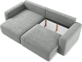 Сив шенилов сгъваем/с място за съхранение ъглов диван (ляв ъгъл) Kona – Makamii